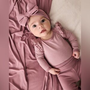 Little Sleepies Rosewood Fold Over Onesie and Leggings Size 3-6 Months